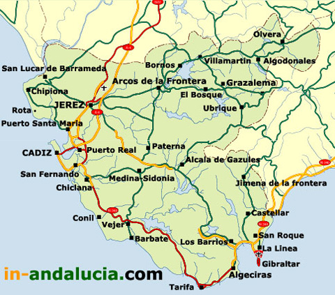 Mapa de  Cádiz